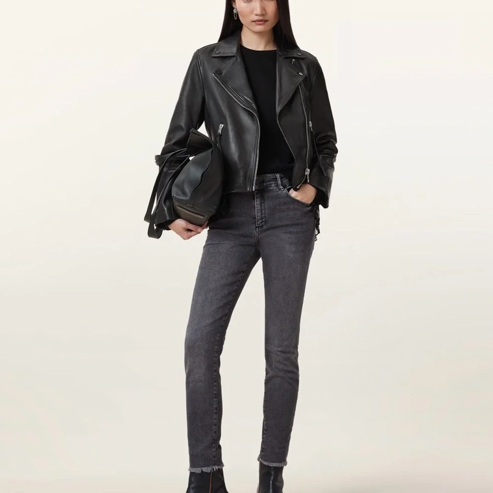 AllSaints Dalby Biker Leather Jacket – Size US 4 – Like New - Picture 3 of 5